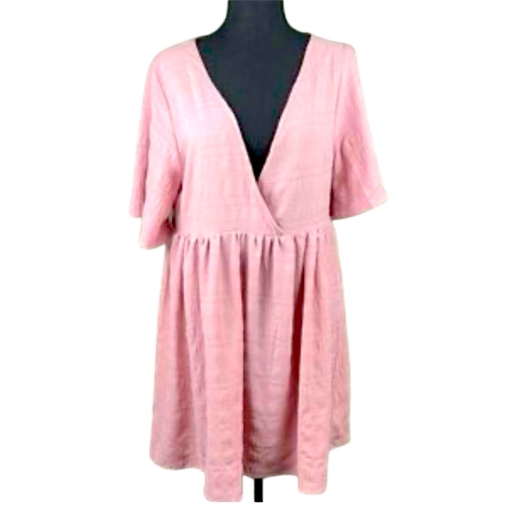 Nordstrom Blush Pink Peplum Babydoll Sundress with Flutter Sleeve SzS Oversized